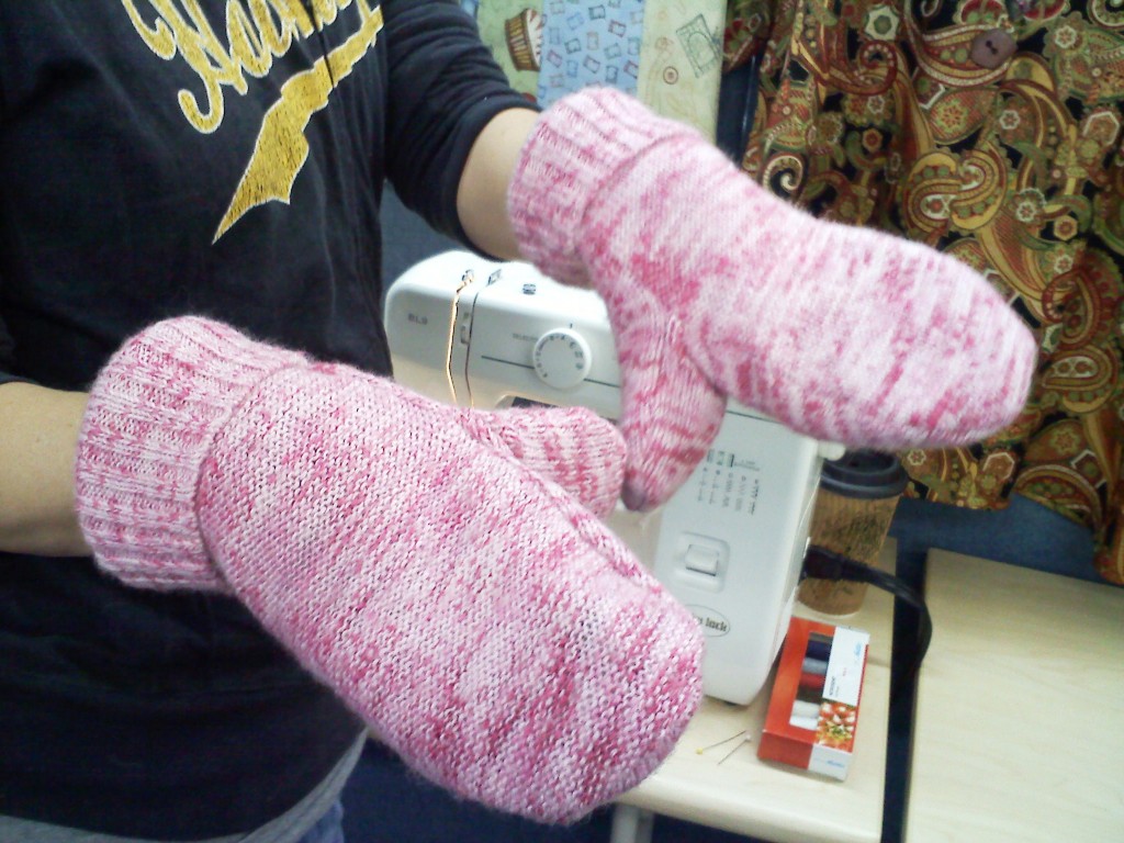 Upcycled sweater mittens
