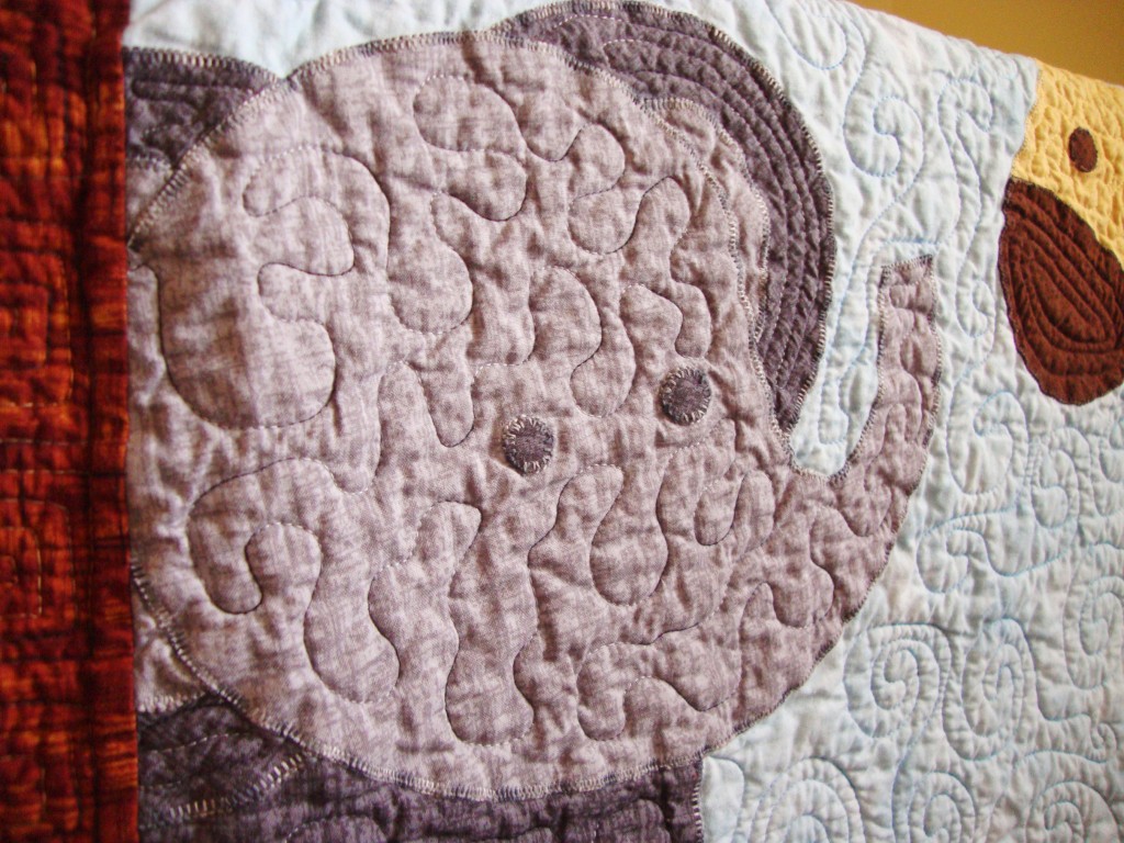 Jungle quilt, applique, baby quilt, elephant, www.quiltaddictsanonymous.com