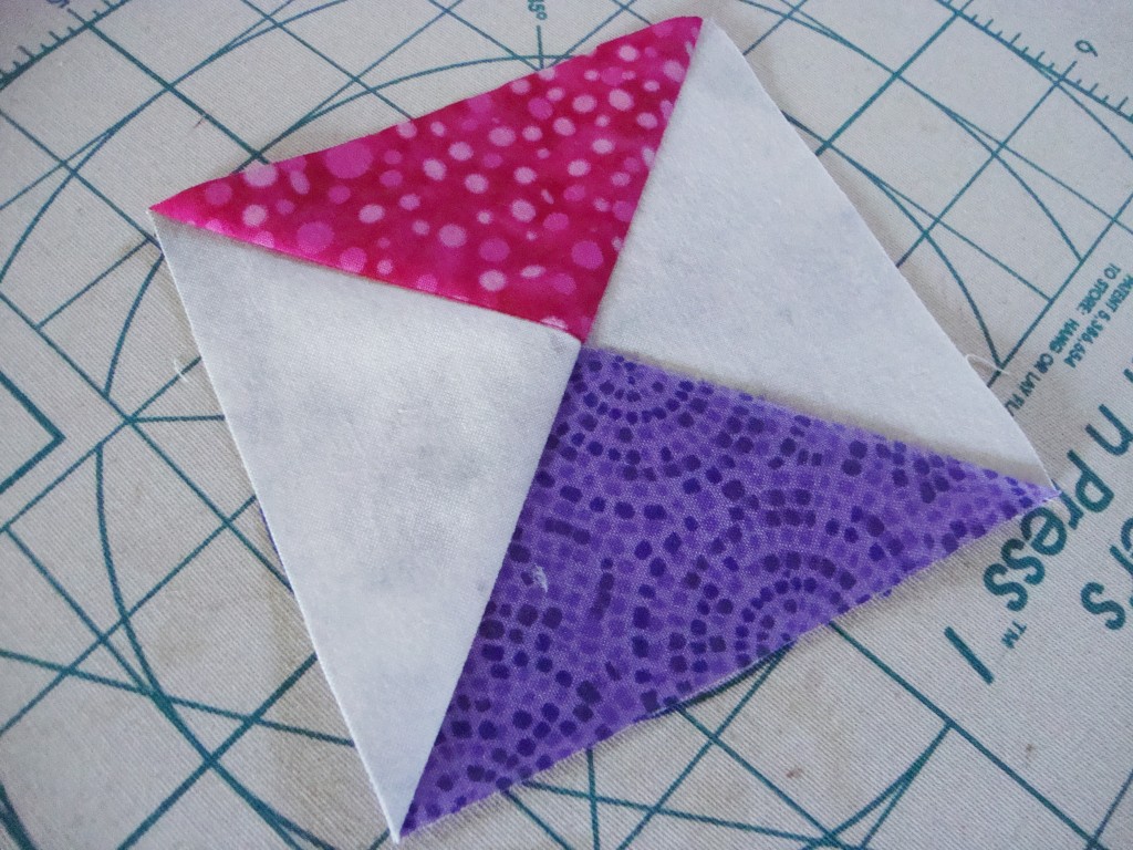 How to make quarter square triangles from squares, wwww.quiltaddictsanonymous.com