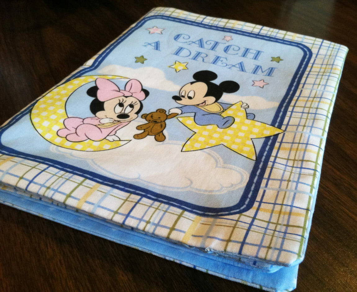 soft book, fabric book, fabric panel book, Mickey Mouse, baby gift, easy sewing project