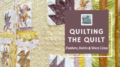 Feathers, Swirls and Wavy Lines Custom Quilting Maple Leaf Log Cabin